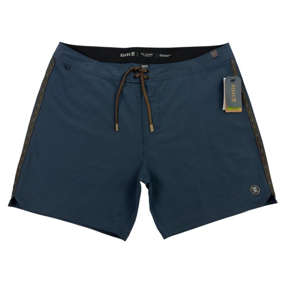Huckberry Roark Passage Boardshorts 38 Blue 17” Hemp Blend Surf Swim Trunks NWT